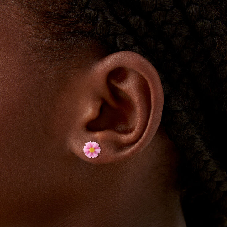 Pink Butterfly &amp; Flower Stud Earrings - 9 Pack,