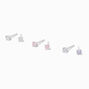 Clous d&rsquo;oreilles ronds 4&nbsp;mm transparents/roses/lavande en zircon cubique et argent C LUXE by Claire&rsquo;s - Lot de 3,