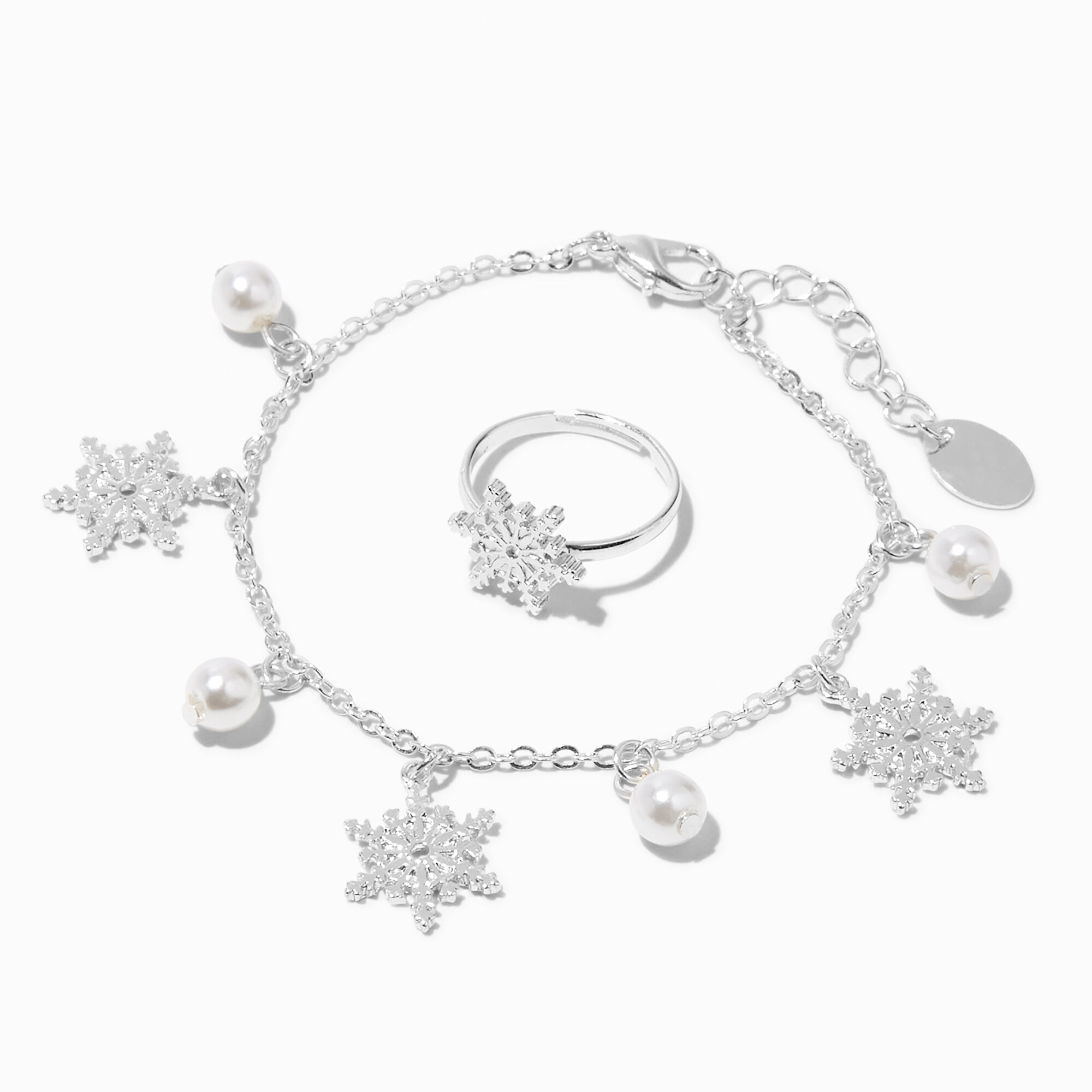 Claire's Club Silver Snowflake Traditional Holiday Jewelry Set - 3 Pack,