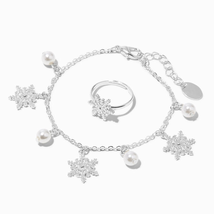 Claire&#39;s Club Silver Snowflake Traditional Holiday Jewelry Set - 3 Pack,