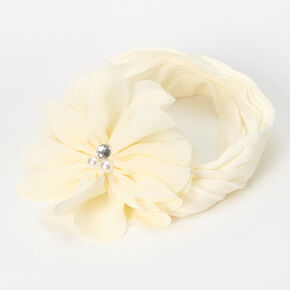 Claire&#39;s Club Ivory Chiffon Flower Headwrap,