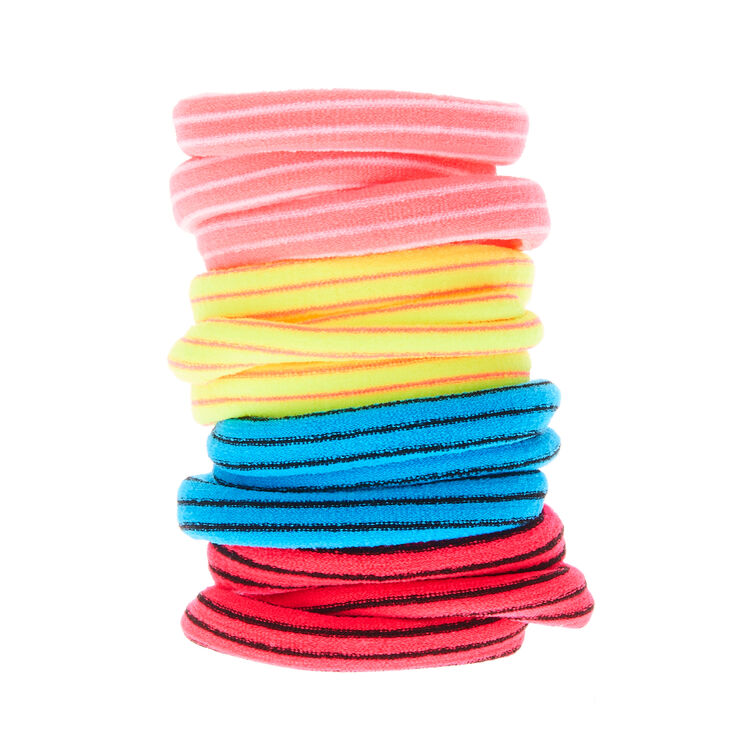 Claire's Lot de 12 élastiques pour cheveux fluo à rayures