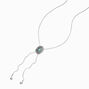 Collier bolo couleur argent&eacute;e m&eacute;daillon turquoise,