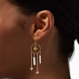 Gold-tone Mushroom Starburst Mystical Gem 2.5&quot; Drop Earrings,