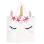 Sac cadeau blanc de taille moyenne motif licorne,