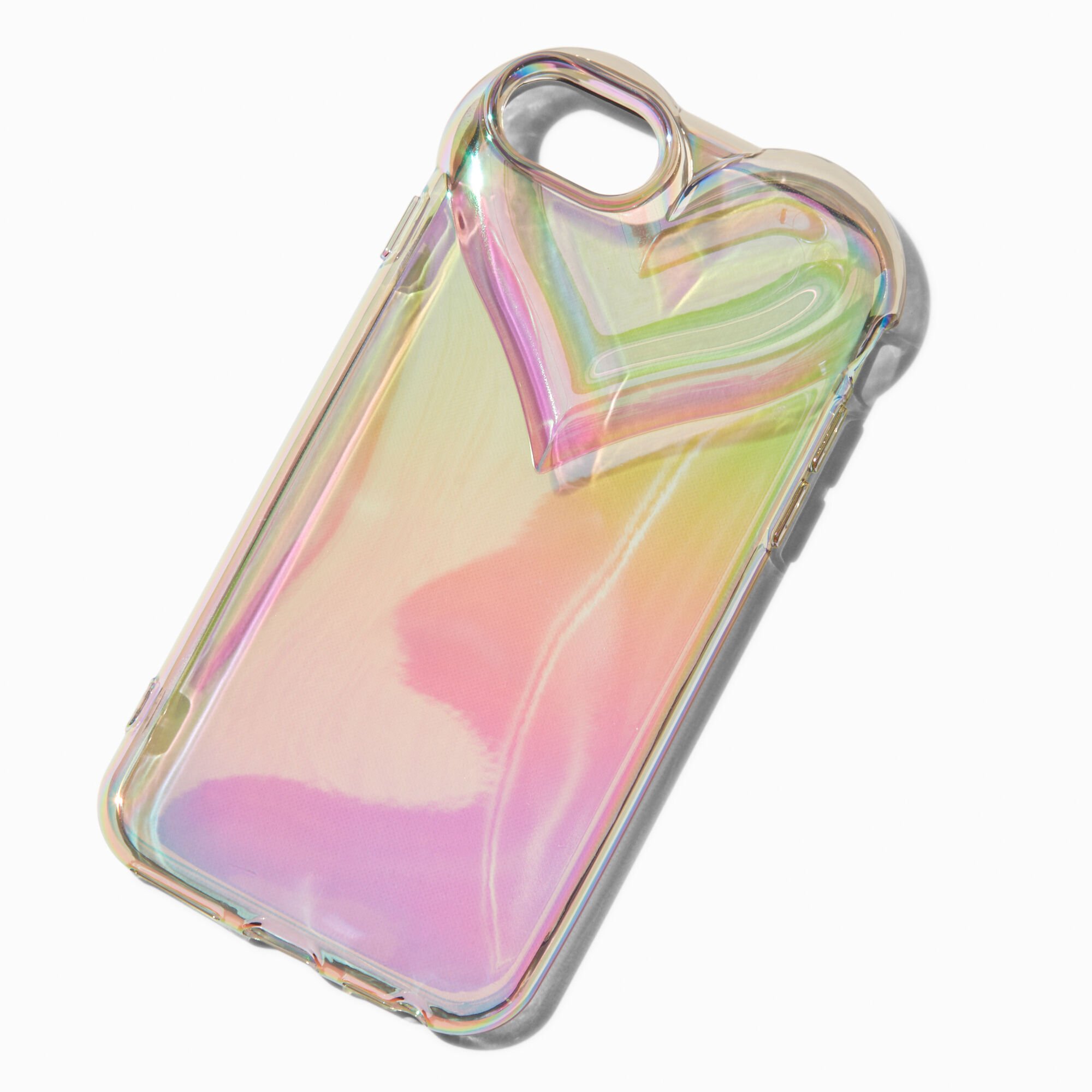 View Claires Holographic Hearts Protective Phone Case Fits Iphone 678se Rainbow information