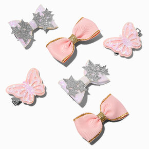 Claire&#39;s Club Glitter Bow &amp; Butterfly Hair Clips - 6 Pack,