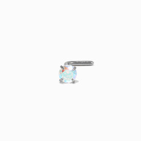 20G Silver-tone Titanium Colored Cubic Zirconia Nose Studs - 6 Pack,