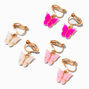 Boucles d&#39;oreilles &agrave; clip couleur dor&eacute;e papillons phosphorescents roses - Lot de 3,