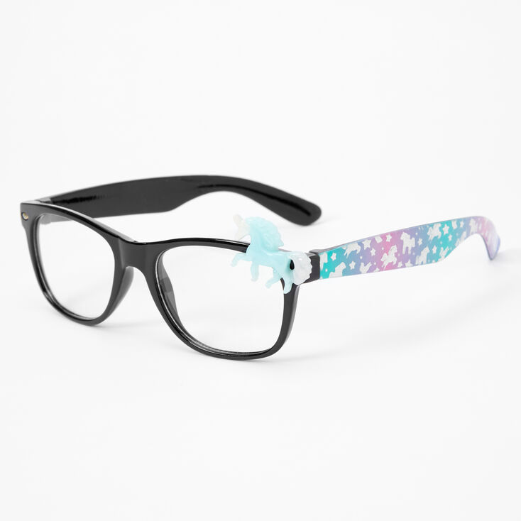 Claire's Lunettes transparentes rectangulaires licorne Claire's Club - Bleu