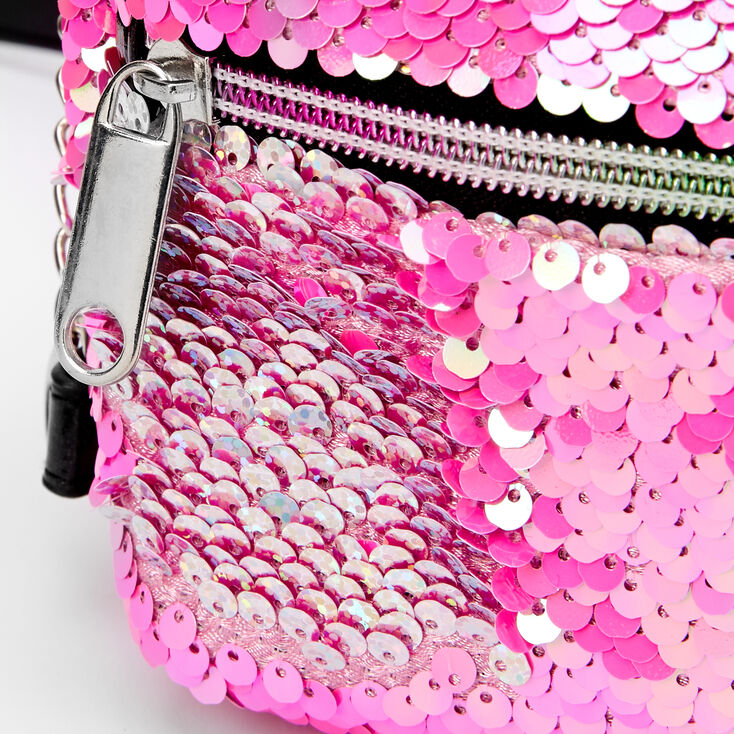 Reversible Sequin Mini Backpack Crossbody Bag - Pink,