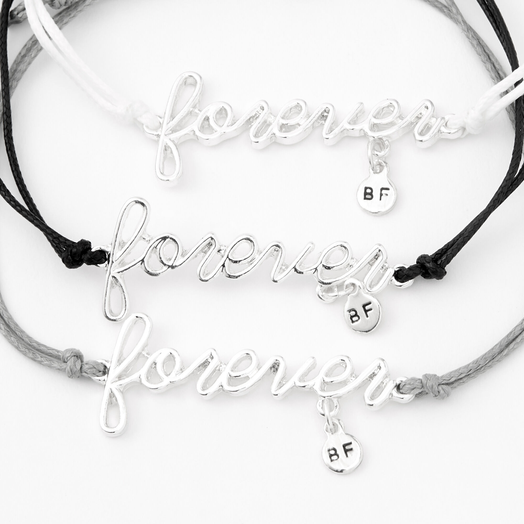 Silver Forever Adjustable Friendship Bracelets 3 Pack