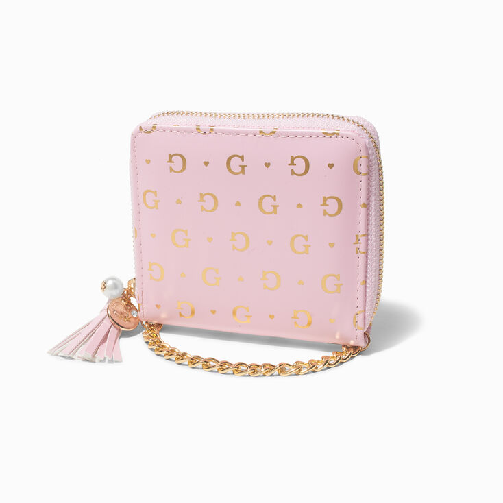 Golden Initial Chain-Strap Wallet - G,