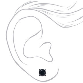 Black Cubic Zirconia 8mm Round Stud Earrings,