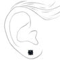 Black Cubic Zirconia Round Stud Earrings - 8MM,