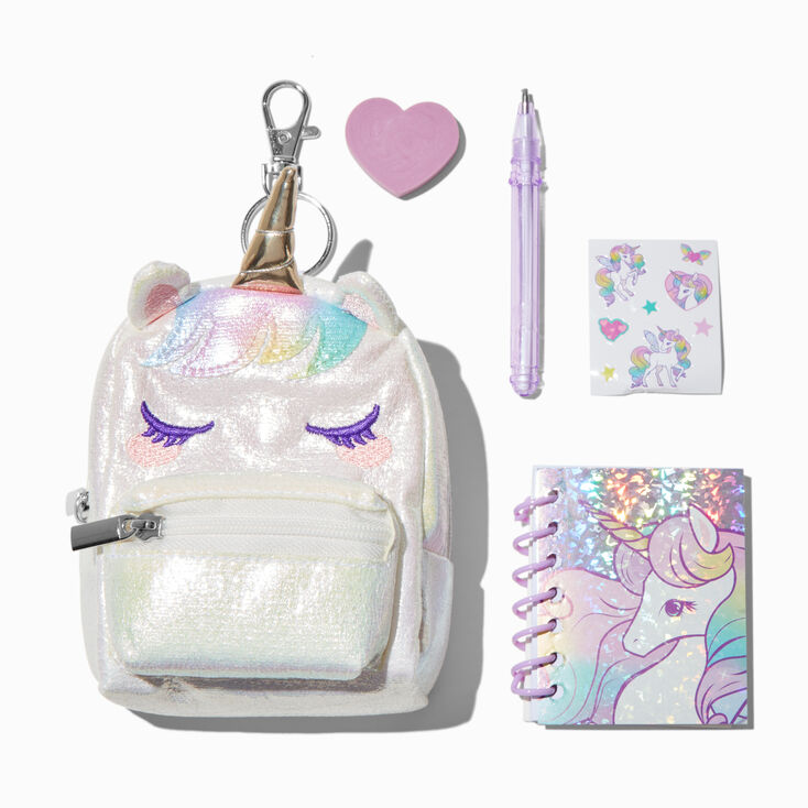 Iridescent Unicorn 4&#39;&#39; Backpack Stationery Set,
