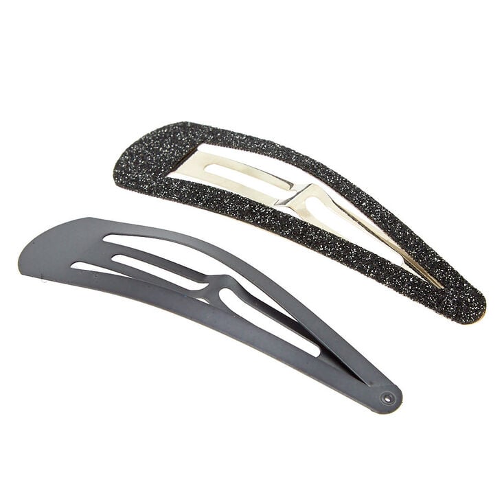 Glitter Matte Jumbo Snap Hair Clips - Black, 2 Pack | Claire's US