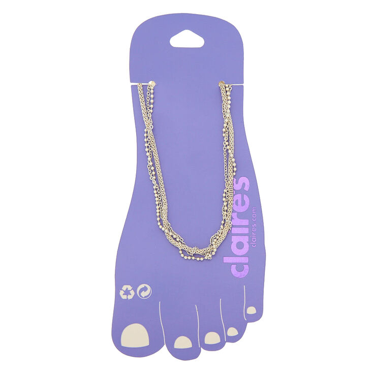 Silver Braided Layered Anklet,