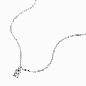 Silver-tone Crystal Block Letter Initial Pendant Necklace - E,