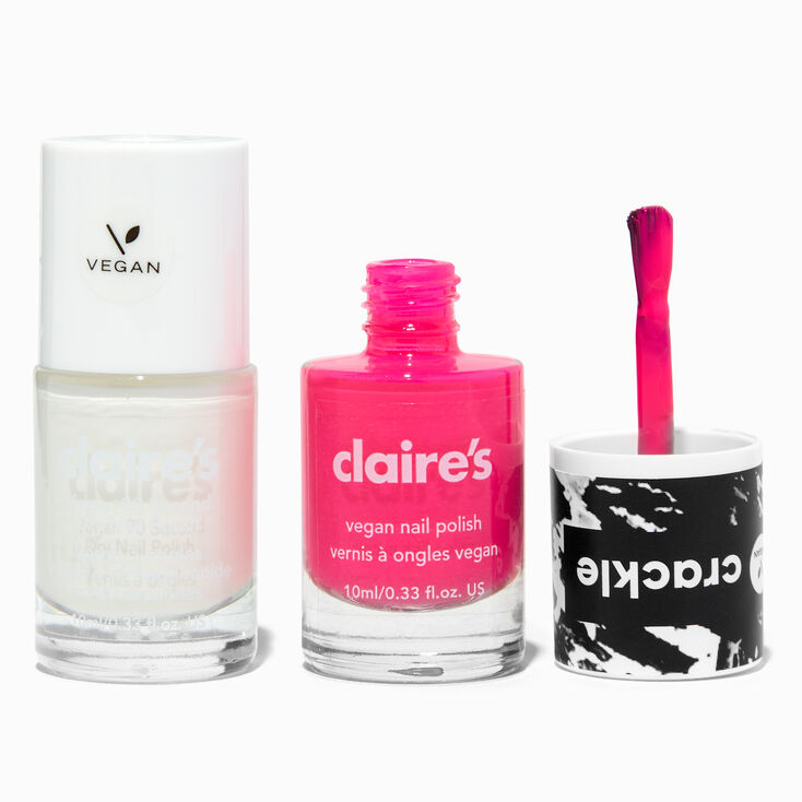 Pink &amp; White Crackle Vegan Nail Polish Set - 2 Pack,