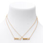 Mother Daughter Gold Bar with Heart Cut Out Pendant Necklaces - 2 Pack,