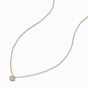 Gold-tone Cubic Zirconia Clover Pendant Necklace,