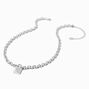 Silver-tone Cable Chain Lock Pendant Necklace ,
