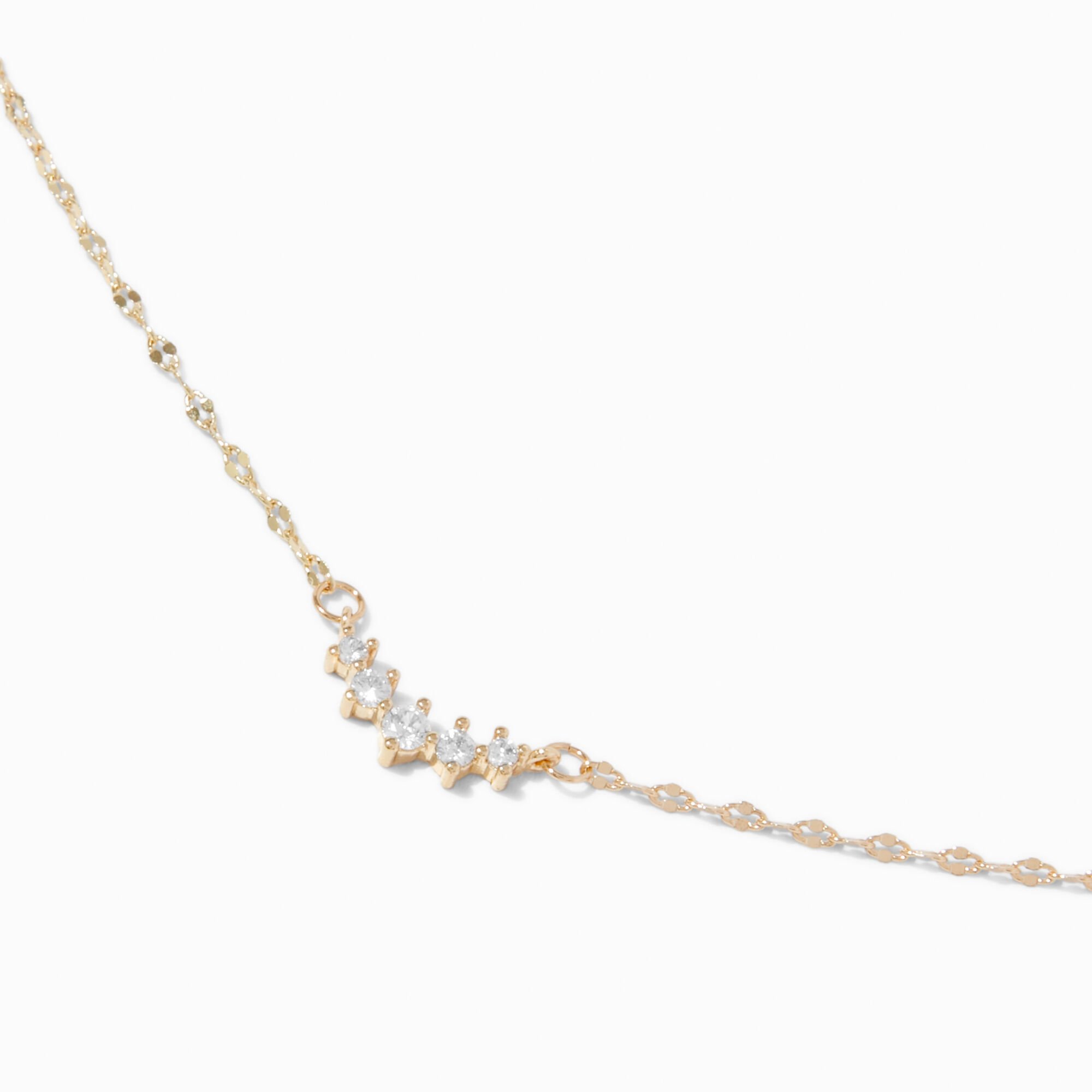 Gold-tone Crystal Crescent Pendant Necklace,