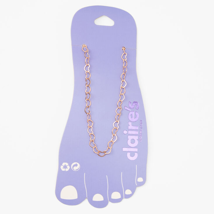 Rose Gold-tone Open Heart Chain Anklet,