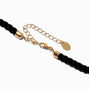 Gold-tone Crystal Heart Black Cord Pendant Necklace,