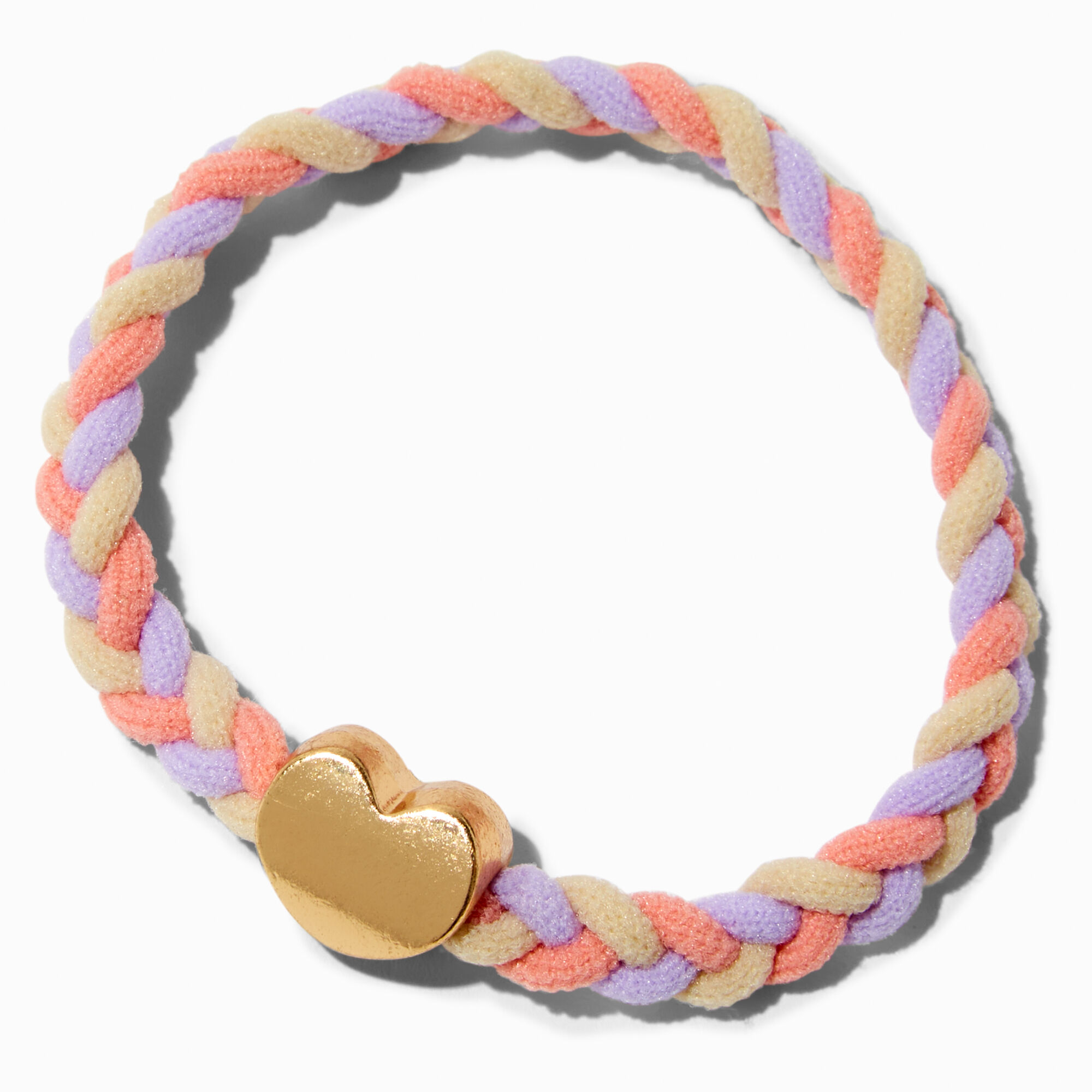 View Claires GoldTone Heart Braided Woven Stretch Bracelet Pink information