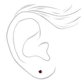 9ct Gold Rhodium Plated 3mm January Garnet Crystal Ear Piercing Kit with After Care Lotion,