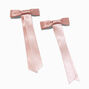 Blush Pink Satin Long Tailed Hair Bow Clips - 2 Pack,