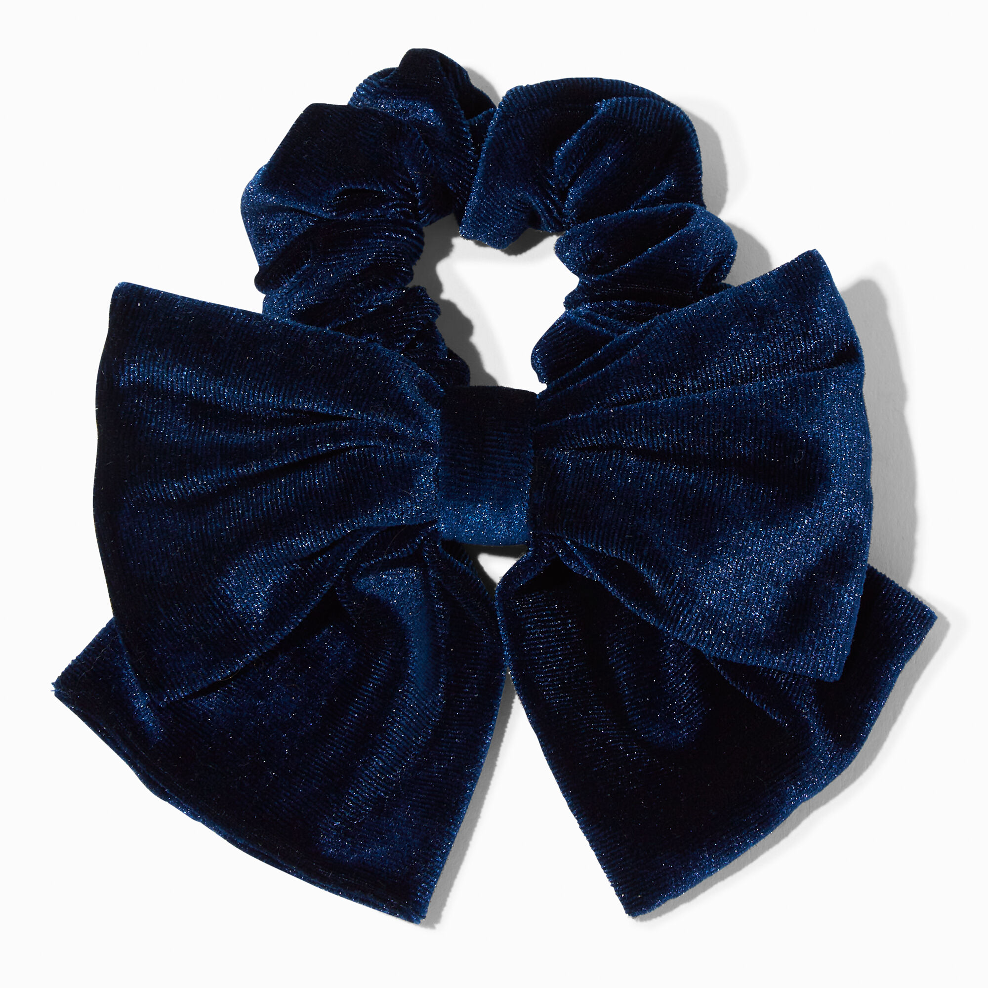 View Claires Velvet Bow Hair Scrunchie Navy information