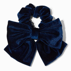 Navy Velvet Bow Hair Scrunchie,