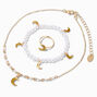 Claire&#39;s Club Gold Moon Pearl Jewelry Set - 3 Pack,