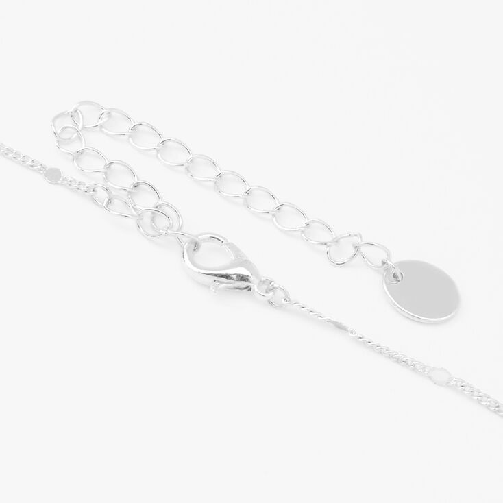 Silver Half Stone Initial Pendant Necklace - G,
