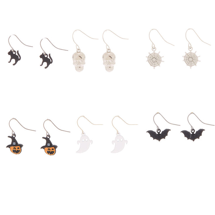 Silver .5&quot; Halloween Drop Earrings - 6 Pack,