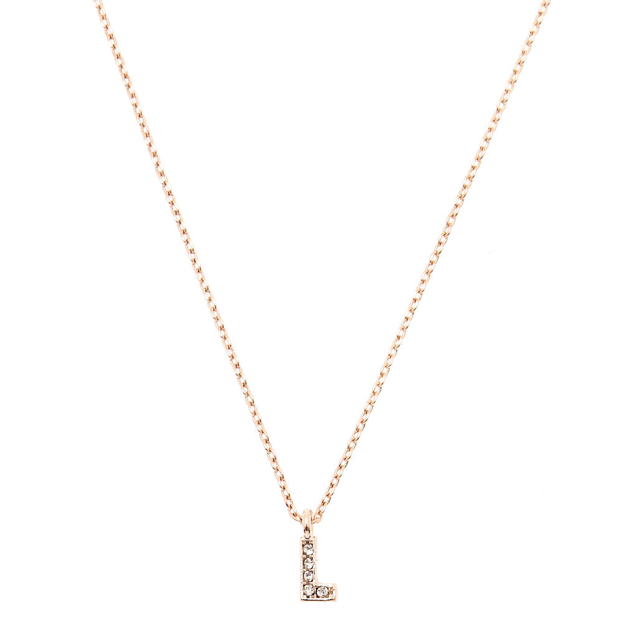 Rose Gold Initial Necklace - L | Claire's US