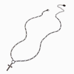 Hematite Embellished Cross Pendant Necklace ,