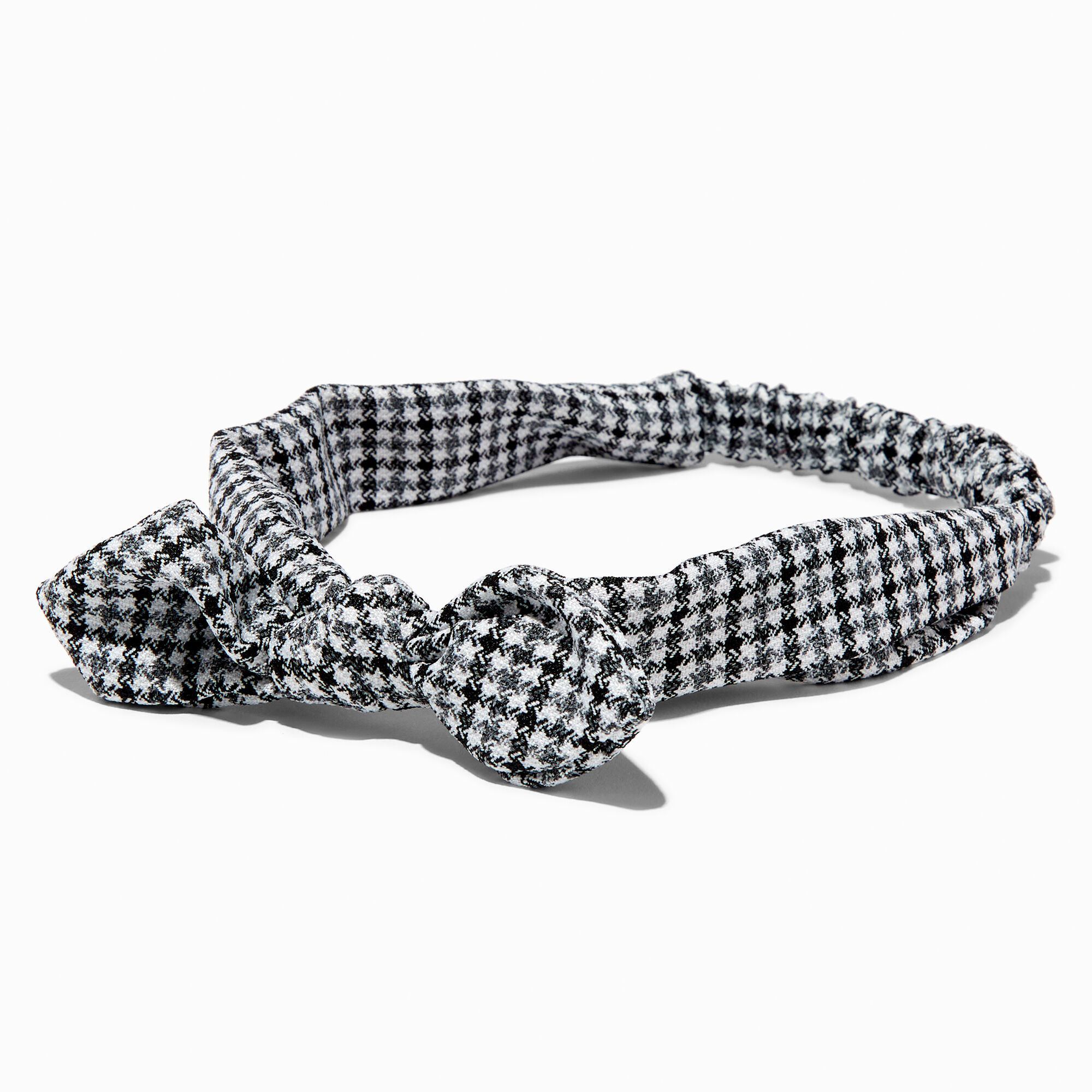 View Claires Houndstooth Knotted Bow Headwrap Black information