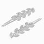 Silver Pav&eacute; Leaf Hair Pins - 2 Pack,