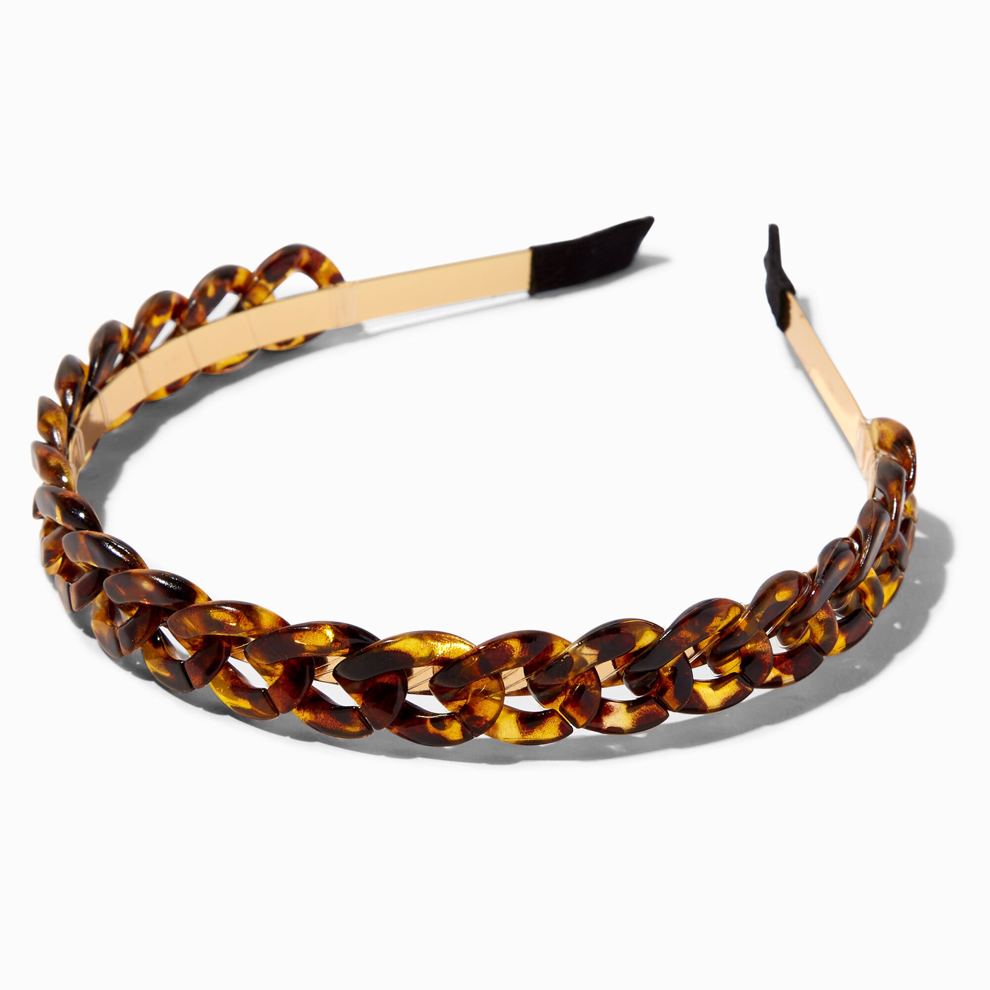 View Claires Tortoiseshell Chain Link Headband Brown information
