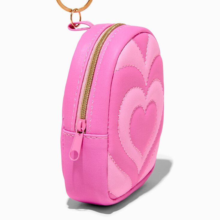 Pink Heart Keychain Zipper Pouch