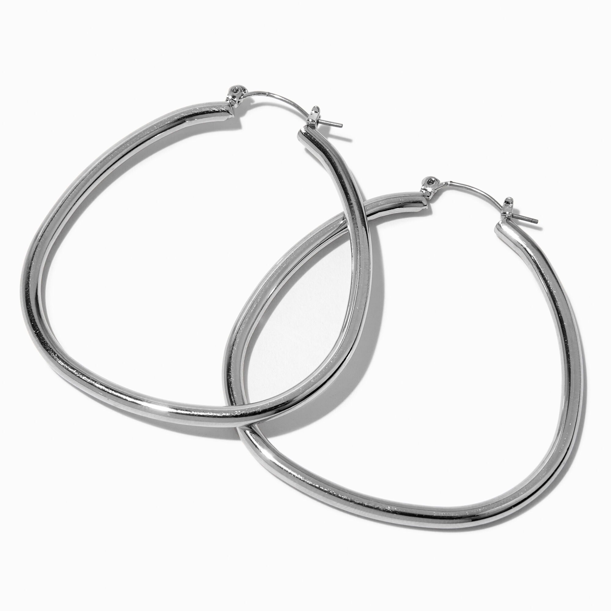View Claires Oval 50MM Hoop Earrings Silver information