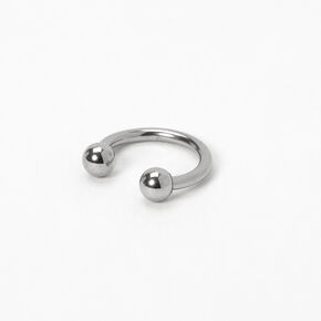 Silver 16G Horseshoe Septum Nose Ring,