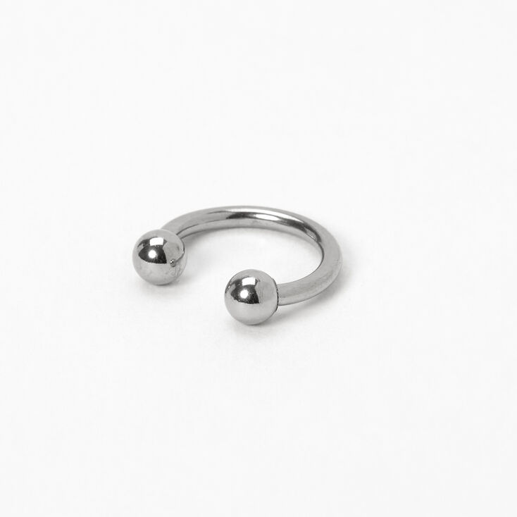 16G Silver-tone Stainless Steel Horseshoe Septum Nose Ring,