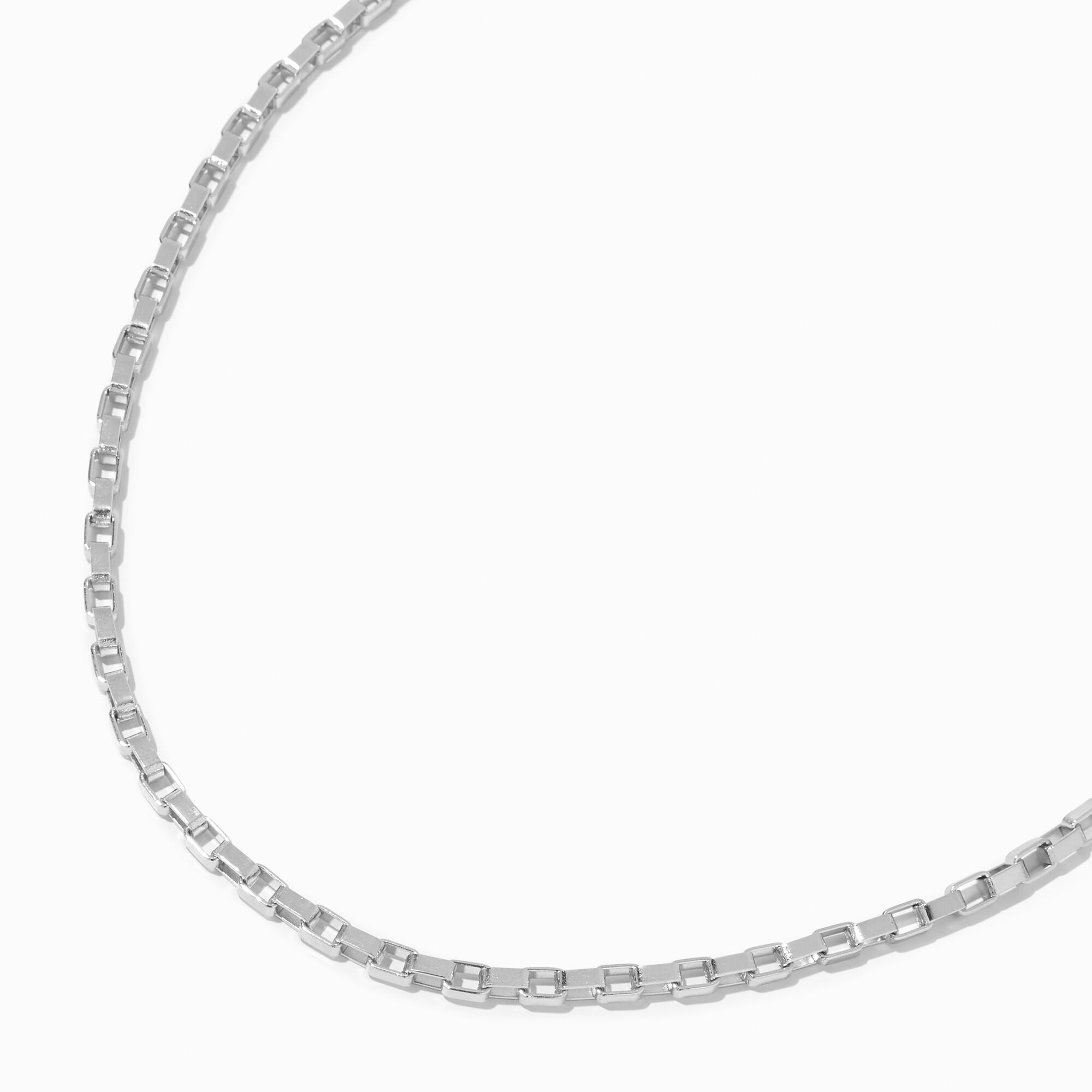 View Claires Tone Open Box Link Chain Necklace Silver information