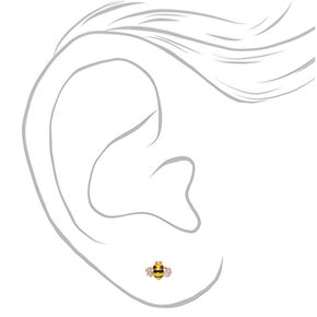 Gold-tone Crystal Bee Stud Earrings,