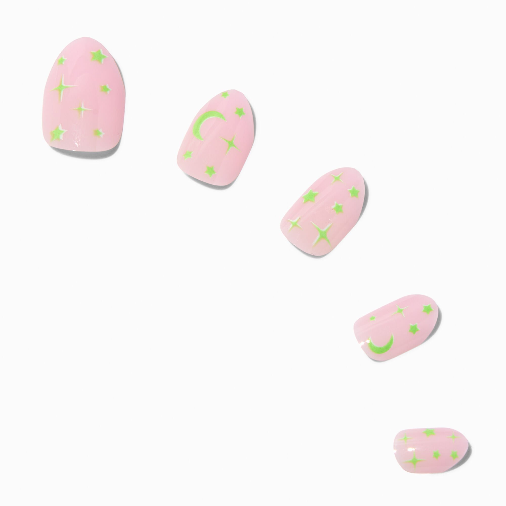 Glow in the Dark Celestial Stiletto Press On Vegan Faux Nail Set - 24 Pack,